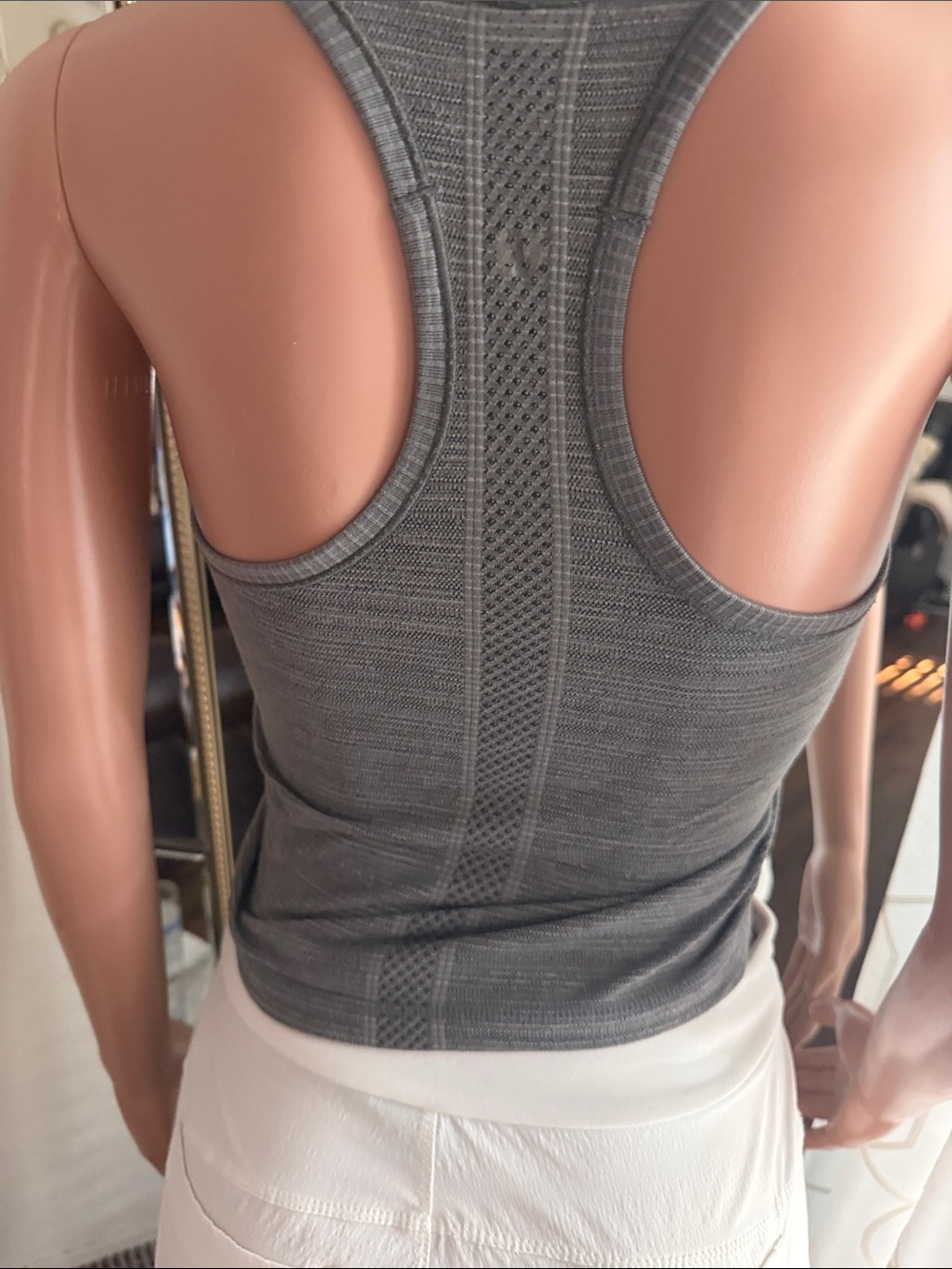 Seamless Ribbed Racerback Crop Tank - Gray - Picture 4 of 4
